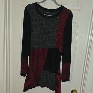 Style & Co. Black and Red Colorblock Sweater
